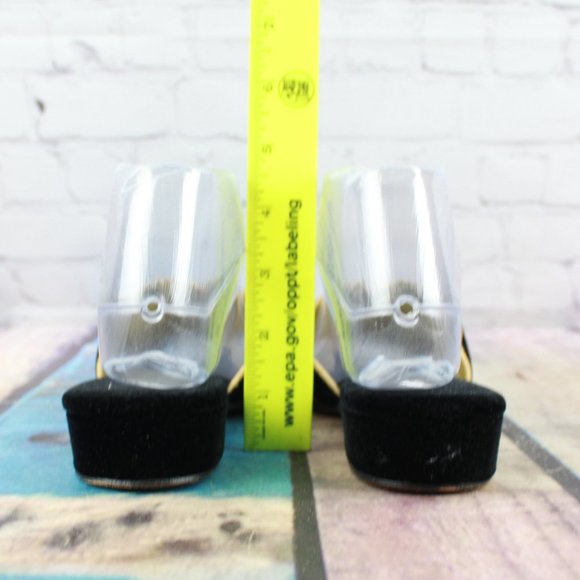 VTG Daniel Green Black Velvet Criss Cross Low Wedge Sandals 7 - Picture 7 of 9